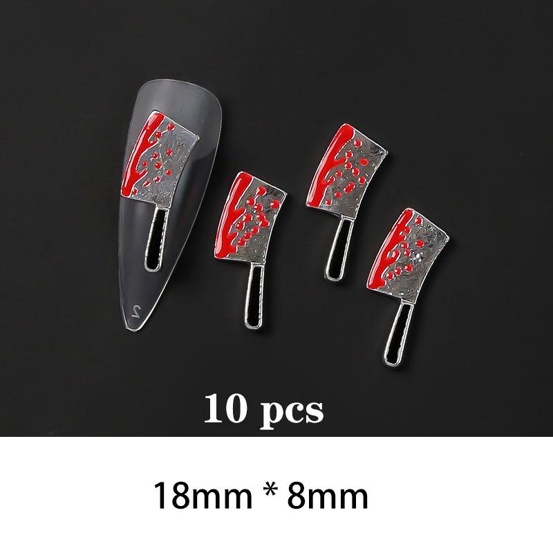 

10Pcs/Lot Хеллоуїн Кровавий Ніж Підвіски для нігтів Акрил Панк Металевий сплав Хеллоуїн Підвіски Манікюр DIY Ювелірні вироби Nail Art Декорація # 10PCS