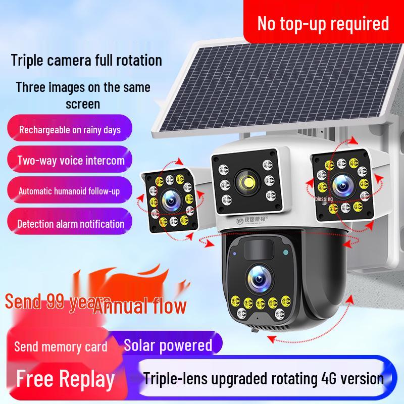 

Solar-Powered 360° Night Vision Outdoor Smart Security Camera - Wireless & Network-Free