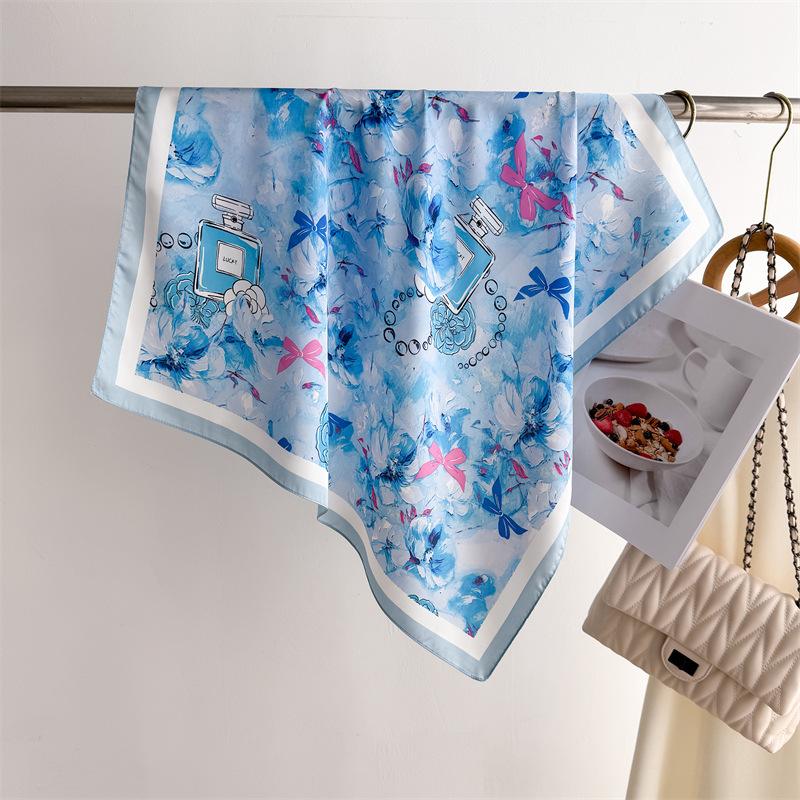 Luxury Print Small Square Scarf Simulated Silk Thin Neck Scarf Fashion Sunscreen Headscarf Women 70x70cm Neckerchief Headband