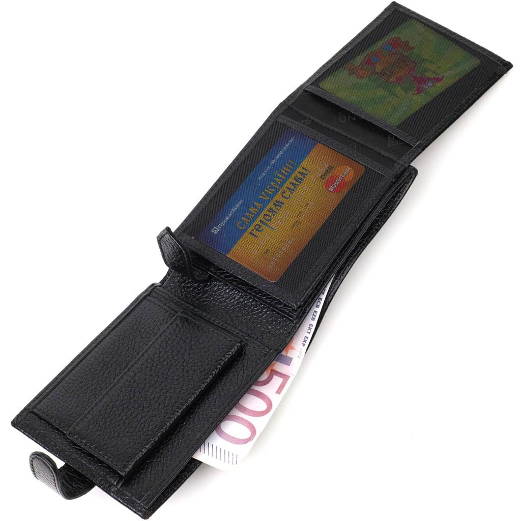 Horizontal Wallet for Men Made of Genuine Grained Leather BOND-WALLET 22059 Black
