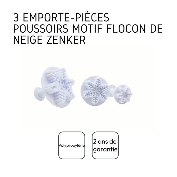 Emporte-pièce - zenker - flocon de neige - lot de 3 - plastique - 2,5/4/5,5 cm