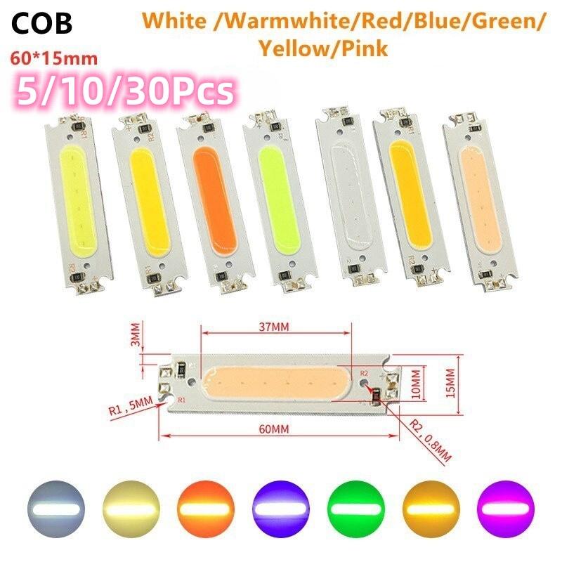 5/10/30 Stück DC 12V 2W Balken COB Lichtchip 60x15MM LED COB Streifenlicht Flutlichtperlen Weiß/Rot/Grün/Blau/Rosa/Lila COB Chips