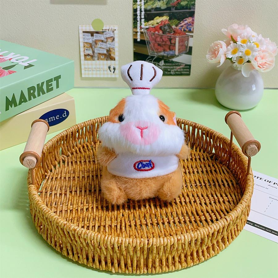 Adorable Hamster Handheld Plush Doll With Keychain For Office Desk Decor