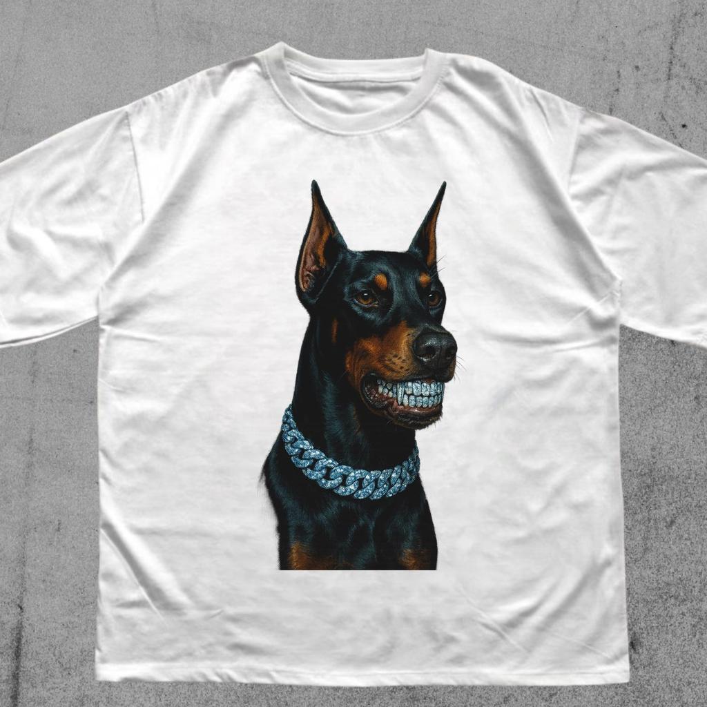 Retro Street Style Dog T-Shirt,Urban Oversized T-Shirt Streetwear,Hip Hop Graphic Tee,Retro Y2k Graphic Shirt,Rap Style Unisex Shirt