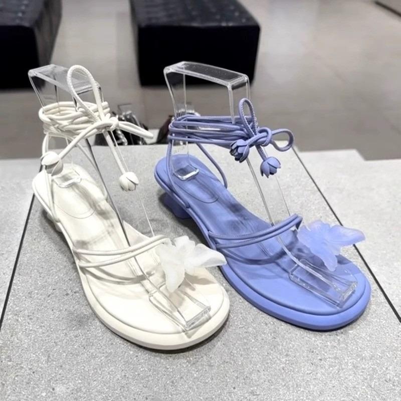 Fashion Women's Sandals Sexy Clip Toe-foot Nude Straps for Women's Shoes Summer New Beige Butterfly Low Heel Comfortable Sandals