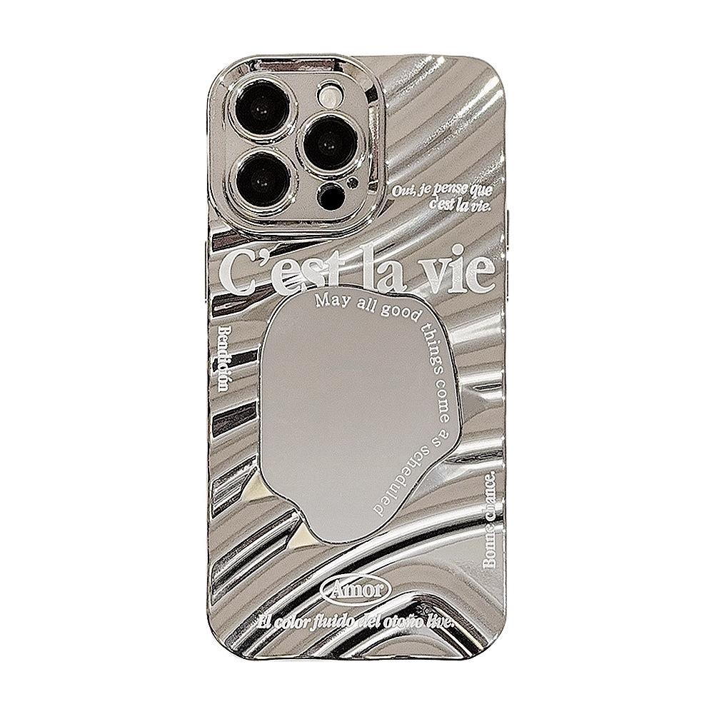 Coque de téléphone miroir pour iPhone 16 11 13 14 pour 16 Pro 12 13 15 16 Pro Max pour Samsung A15 A16 A35 A55 Coque de téléphone électroplaquée mignonne nuage fleur chiot