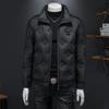 2025 Winter Men's Embossed Stand Collar Down Jacket - European Style Trendy Casual Outerwear