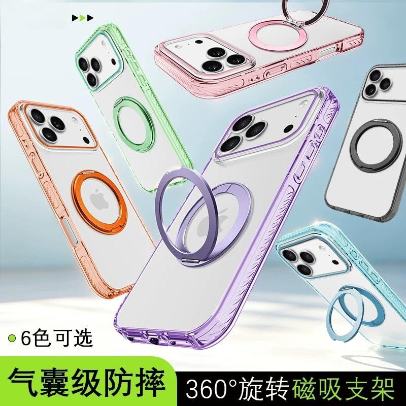 Applicable To iphone11PRO Mobile Phone Case, Ice Crystal 111 Rotating Magnetic Suction Bracket, Apple 11 Transparent Color Anti-drop Hard PC Case