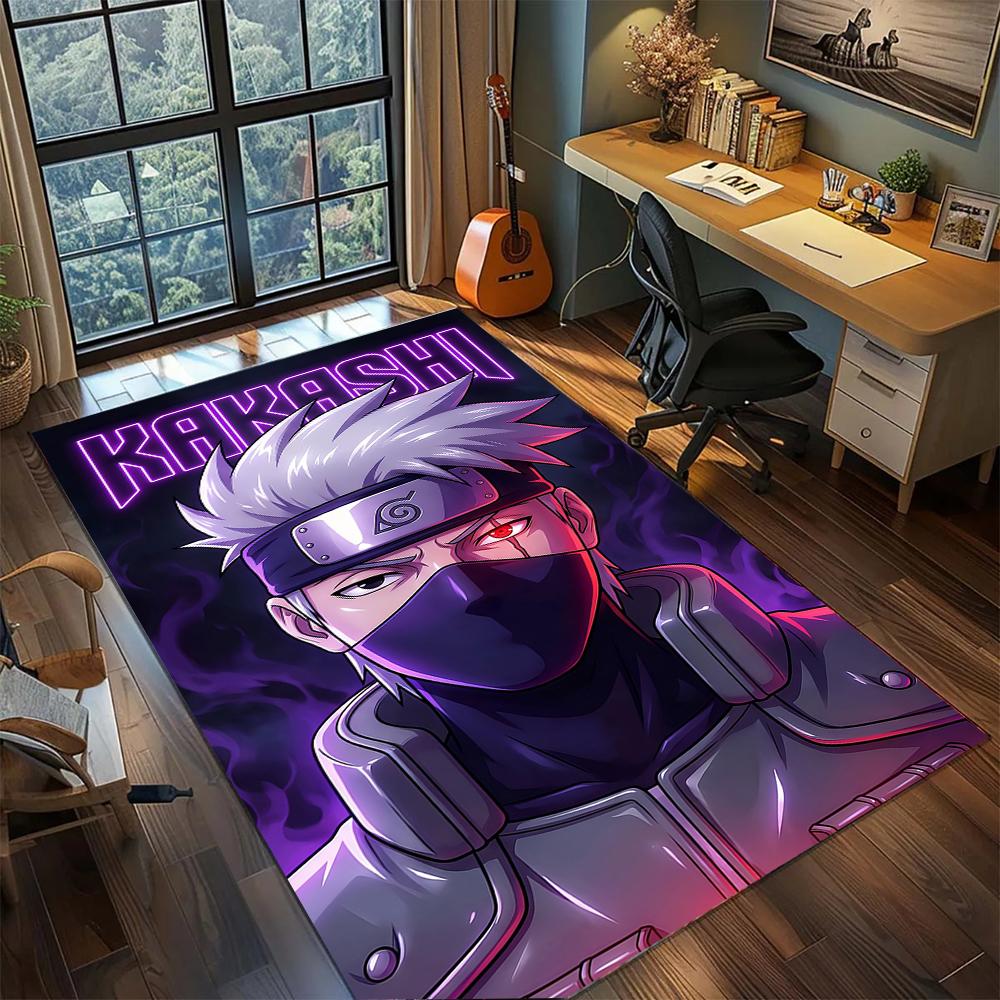 Kakashi Hatake Team 7 Sensei Portrait Rug Carpet Large Area Rug Non Slip Washable Floor Mat Gamer Room Bedroom Home Decor