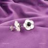 Black Tourmaline Stone Sterling Silver Push Back Stud Post Boho Earrings Jewelry EE-157-24