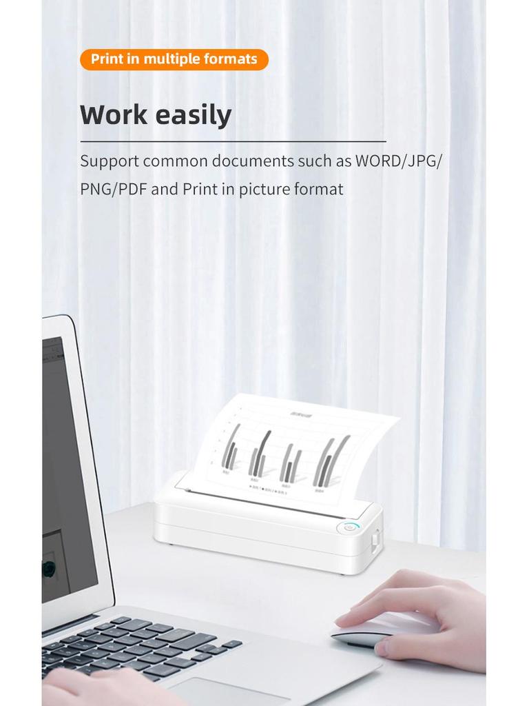 Portable A4 Bluetooth Thermal Printer for Home, Office & Study - Wireless Remote Printing