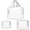 Set da 3 Sacchetti Cosmetici Trasparenti Extra Spessi — Pochette Impermeabili da Viaggio per Articoli da Toeletta e Organizer con Manici