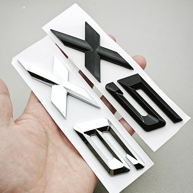 3D ABS Black Chrome Car Letters Rear Trunk Badge X5 X6 Logo Emblem Decals For BMW X5 X6 F15 G05 F16 G06 Sticker Auto Accessories