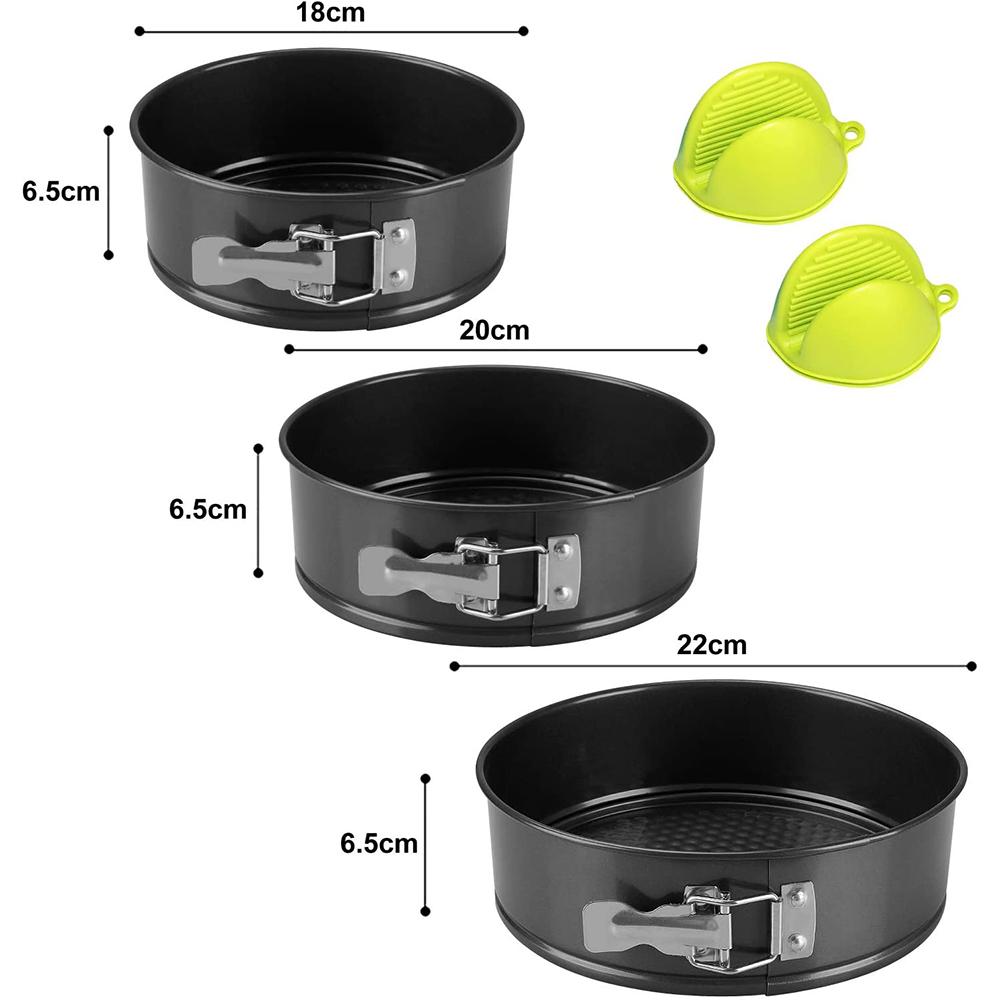 3Pcs Cake Tins Round Springform Cake Tin Set Flat Base Cake Tins Leak Proof Round Baking Tins