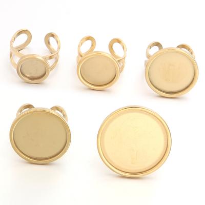 2pcs Thickened Stainless Steel Adjustable Ring Settings Blank Base Fit Round Cabochons Ring Bezels Ring Base For Jewelry Making