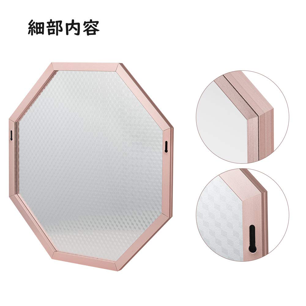 Mirror Workshop Mirror Octagon Wall Hanging Stylish Feng Shui Good Luck Shatterproof Rose Milo's 4545CM (45x45cm, Gold)