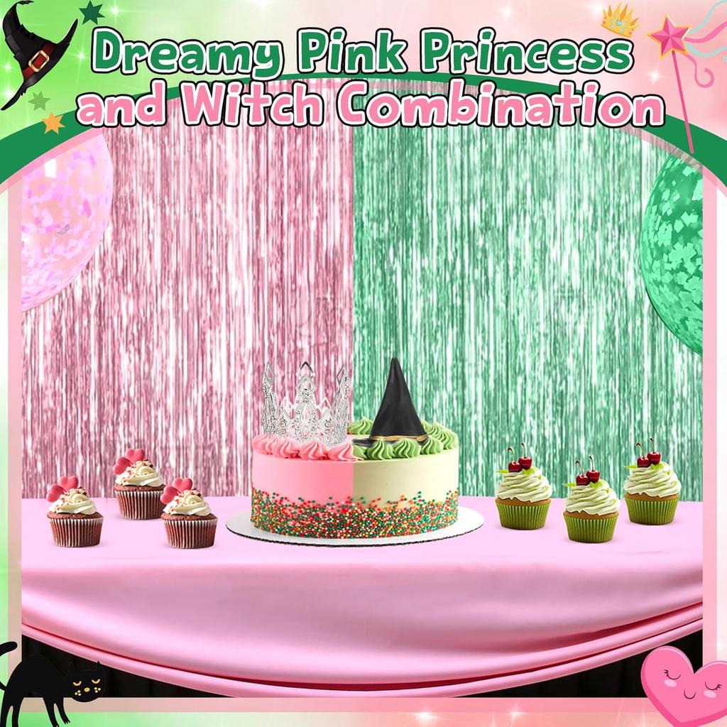 Dekoracja Tortu na Imprezę o Tematyce Wiedźm Srebrna Korona Czarny Kapelusz Wiedźmy Topper na Tort Akcesoria na Imprezę Urodzinową Księżniczki o Tematyce Filmowej