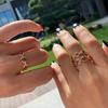 Huitan Chain Linked Women Ring Wedding Engagement Gold Color Accessories Inlaid Bright CZ Fashion Party Versatile Luxury Jewelry