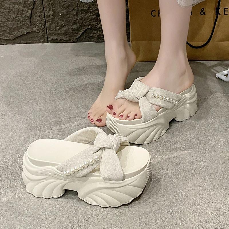 9CM NEW Heels Wedge Slides Sandals Women Casual Outdoor Slippers Female Summer Non Slip Beach Slipper Walking Chunky Shoes Woman