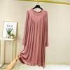 Ruffle Dress Pleated Womens Loose Plus Size Nightgown Long Long Sleeve Dress