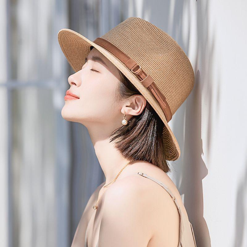 Panama hat women's summer travel seaside versatile sun protection sun hat temperament fashion top hat jazz hat