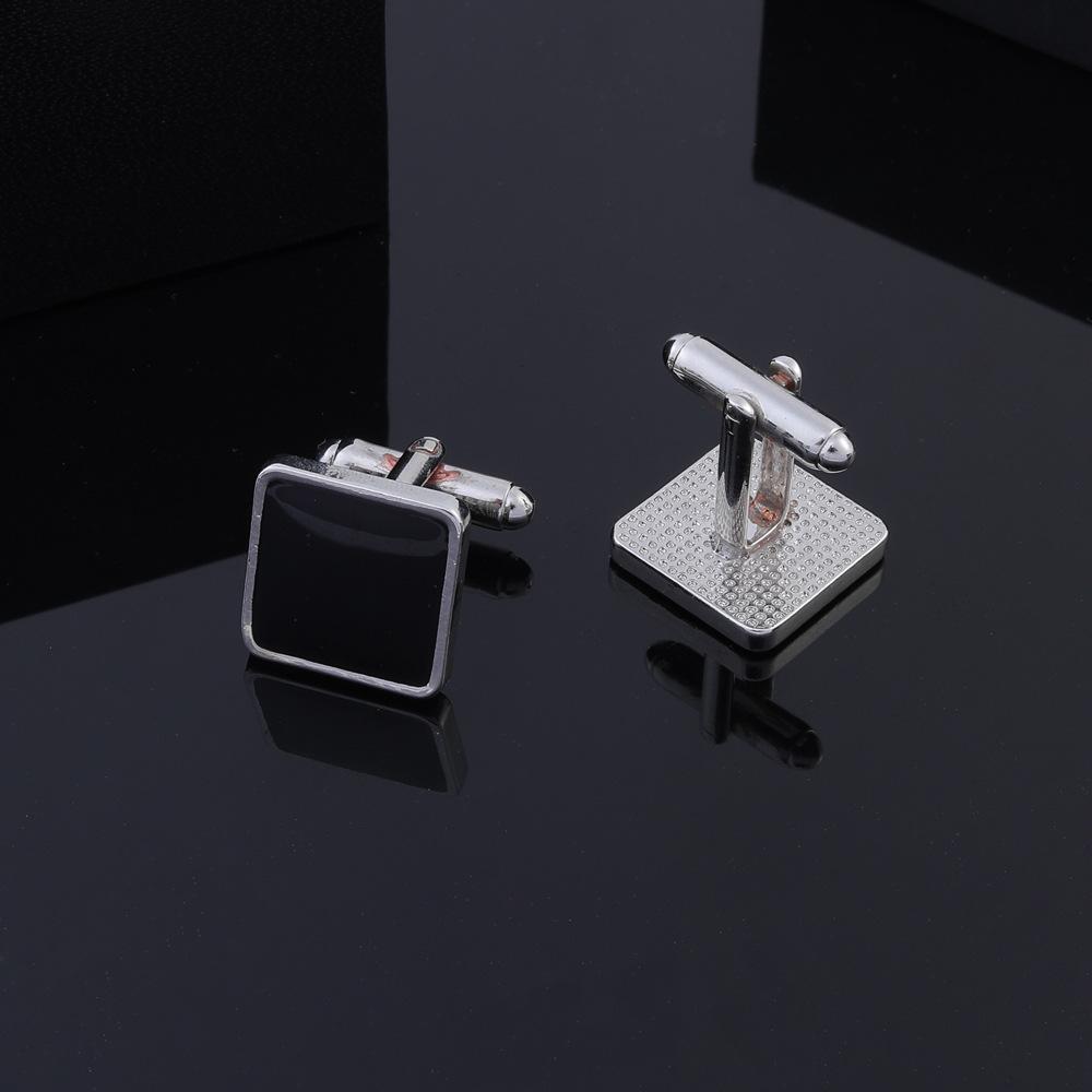 New Simple Geometric Versatile Square Alloy Black Cufflinks Factory Direct Sales Sleeve Stud Accessories