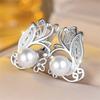 White Round Simulated Pearl Cute Flower Hoop Earrings For Women Vintage Silver Color Ear Buckle Wedding Jewelry Engagement Gift