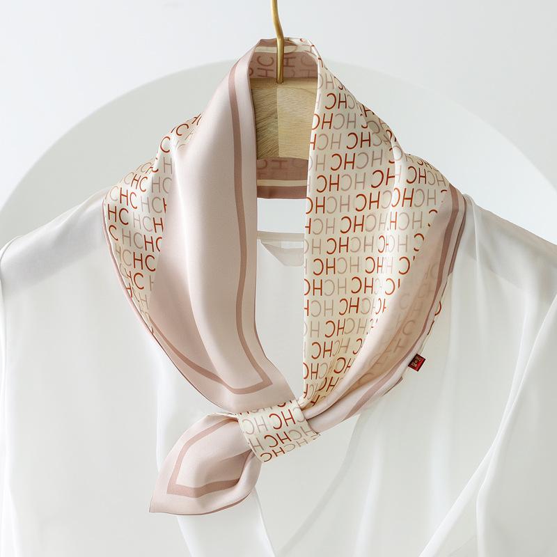 2025 Neckerchief Female Luxury Square Scarf for Women Silk Shawl Satin Hijab Fashion Wraps Hair Bands Ribbon Headband Bandana