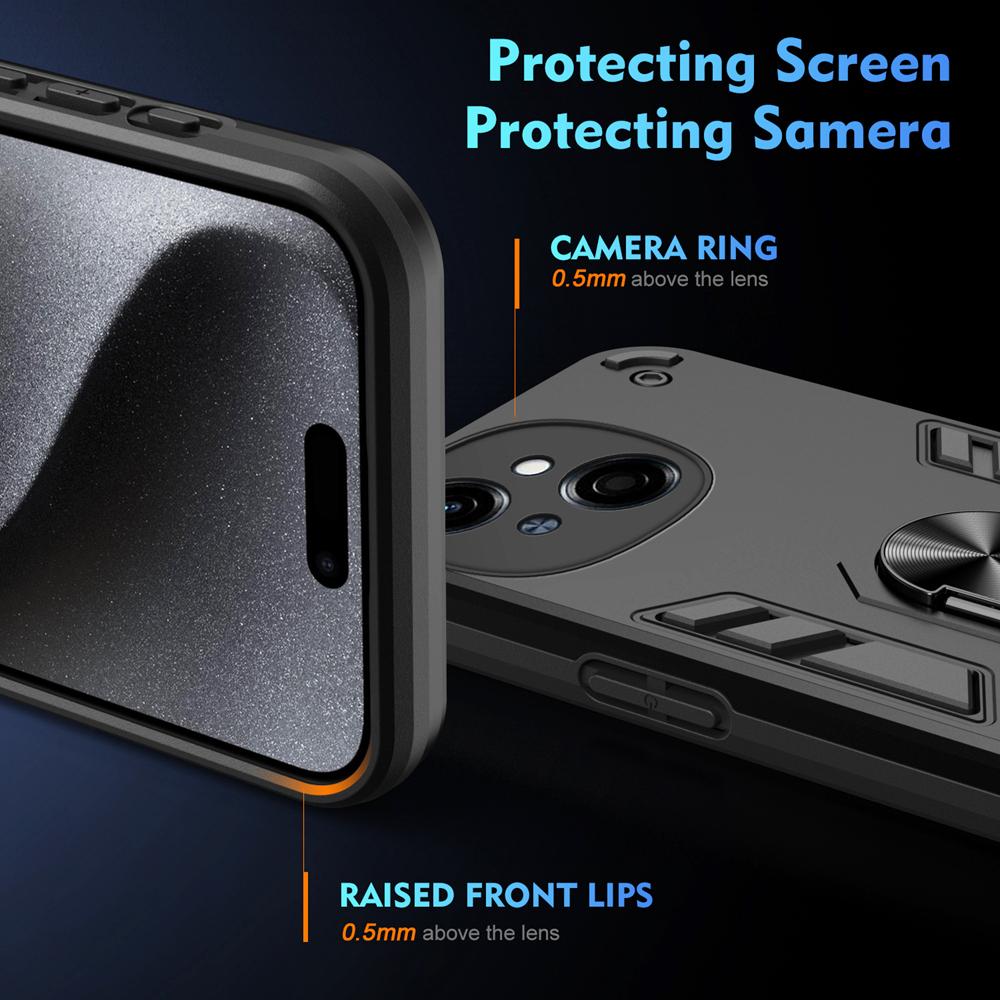 KEYSION Shockproof Case for TECNO Spark Go 1 Go 2025 Silicone+PC Camera Protection Ring Stand Phone Back Cover for Tecno Pop9 4G