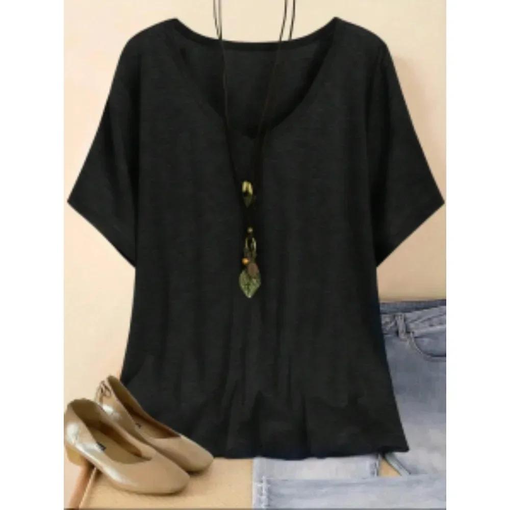 

Повседневная спортивная футболка большого размера с V-образным вырезом и свободного кроя 4XL чёрный