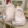 Plaid Student Schoolbag Cartoon Puppy Backpack