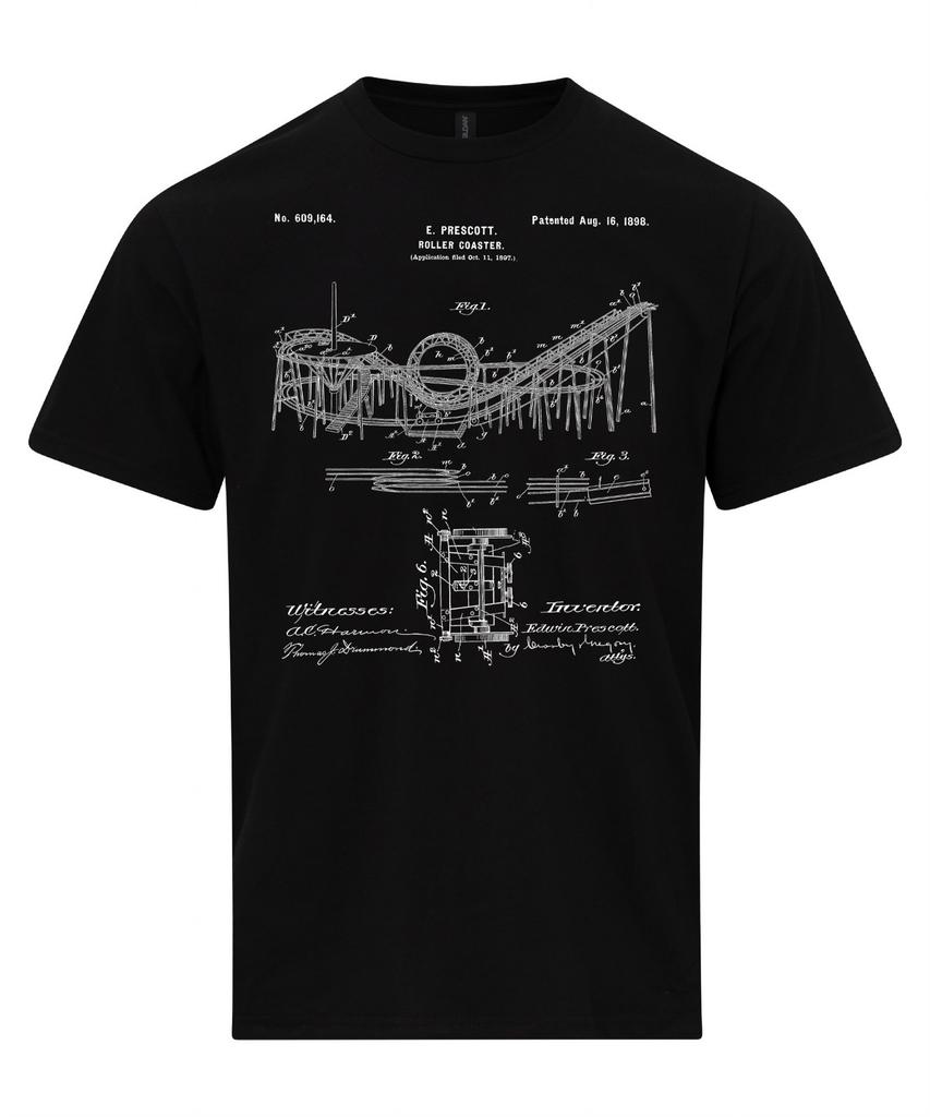 Rollercoaster Patent Blueprint T-Shirt