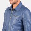 Lambskin Soft Stylish Men Jacket Blue Genuine Lambskin Real Leather Handmade