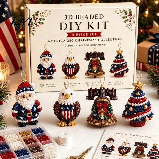 Parent Child Interactive Activity 3D Beaded DIY Kit, Lifelike Christmas Animal Beading Craft Set, Set for Kids Handmade Easy Embroidery Kit And Adults