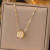 1pc 18k Gold Plated Luxury High-End Stainless Steel Necklace, Rhinestone Embellished, Anti-Fade, Multi-Functional, Elegant Choker Necklace