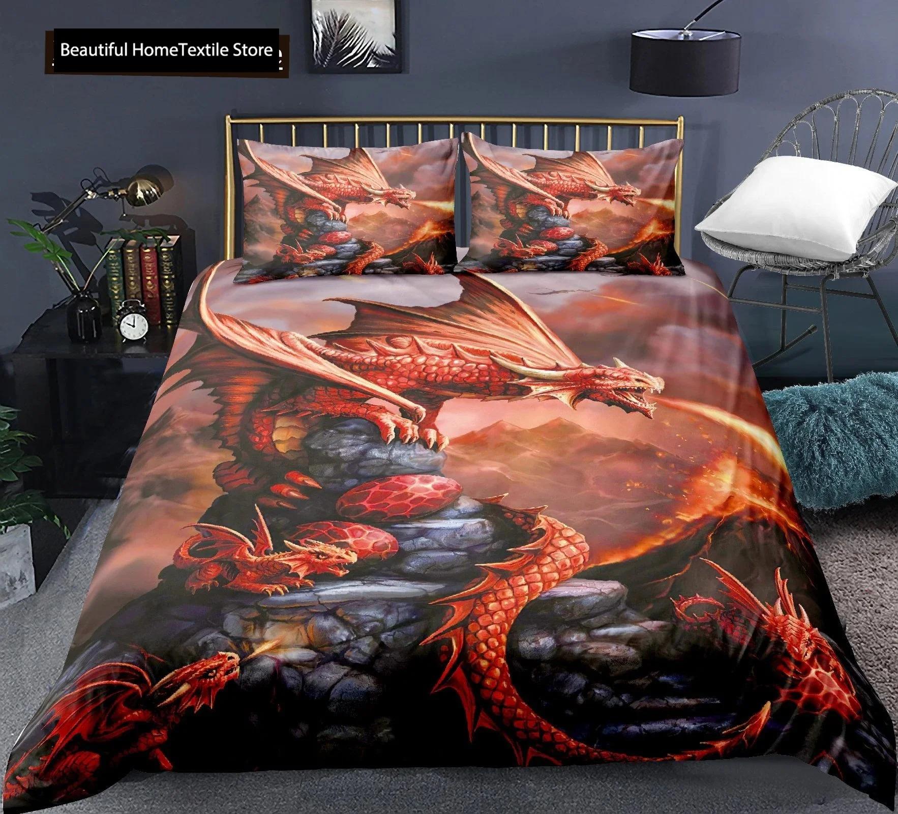 

Dragon And Phoenix Comfortable Duvet Quilt Cover Pillowcase Bedding Set Children Bedroom Decoration Home Textile US Queen 228x228cm