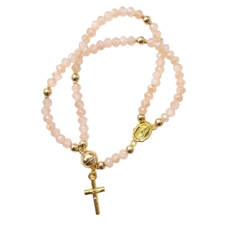 Fashionable Alloy Link Bracelet Ceramic Detail Crucifix Charm Link Chain For Birthday And Anniversary Gift