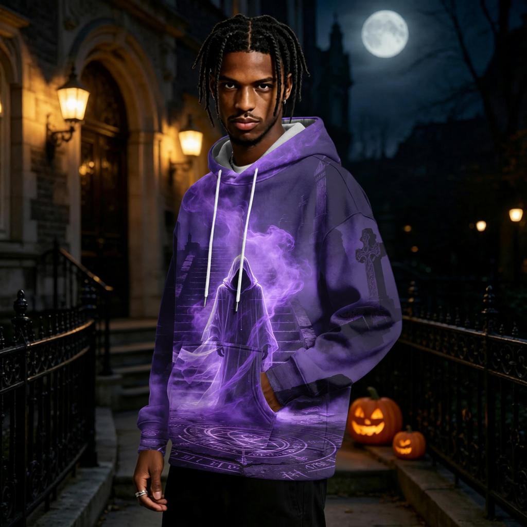 Men's Halloween Print Pullover Hoodie Long Sleeve Sweatshirt