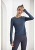 Women's Round Neck Long Sleeve Fitness T-shirt - High Elasticity Sports Top for Yoga, Running, Cycling