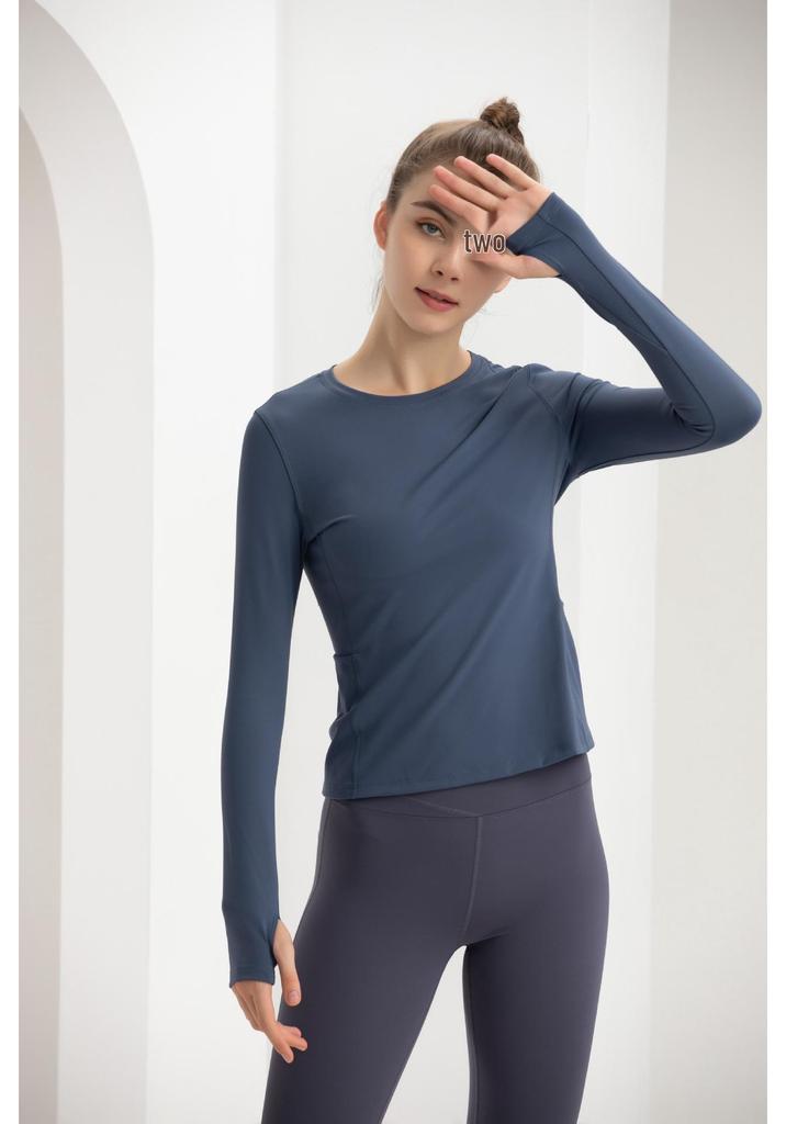 Women's Round Neck Long Sleeve Fitness T-shirt - High Elasticity Sports Top for Yoga, Running, Cycling