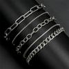 5Pcs/Set New  Color Multilayer Interlocking Chain Bracelet Retro Bangle For Women Fine Fashion Jewelry Wedding Party Gifts
