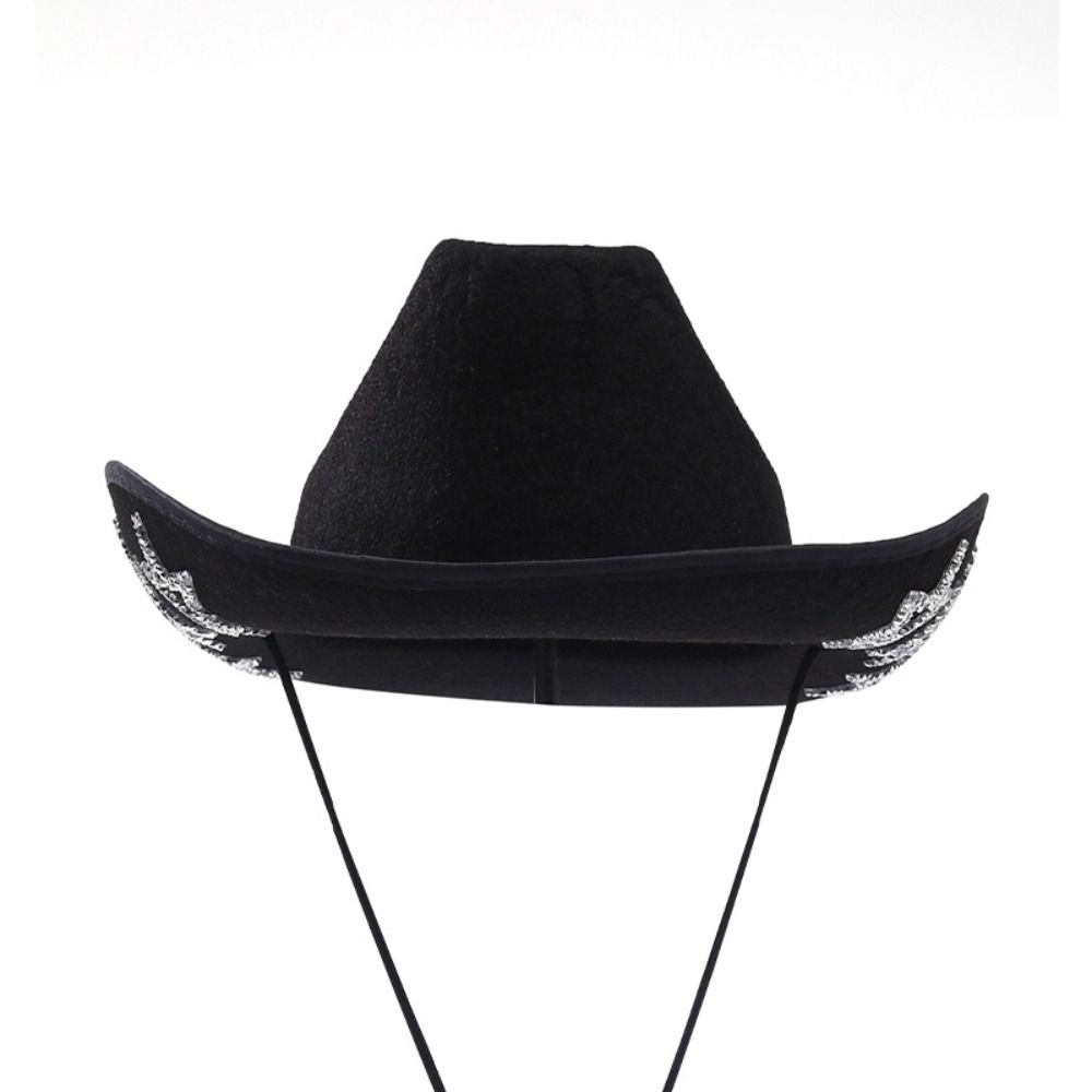 Modischer Glänzender Western Cowboyhut Stern Glitzer Ethnischer Stil Strassstern Jazzhut Kappe Breiter Rand Cowgirlhut Mädchen