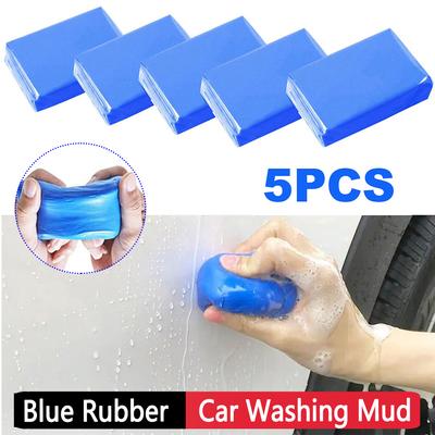 5 Stück Blau Auto Waschen Reiniger Gummi Schlamm Schlamm Auto Entfernen Magischer Reinigungs-Schlamm Autoreinigung Knetmasse Auto Detaillierung Reiniger Werkzeug