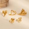 Heart Pendant Adjustable Stainless Steel Ring For Women Gift Accessory
