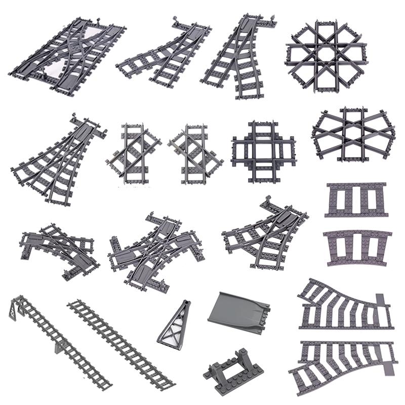 MOC City Bausteine Zug Flexible Konstruktionsteile Eisenbahn Kurvengleis Bausteine Modellzubehör Kompatibel mit 53401