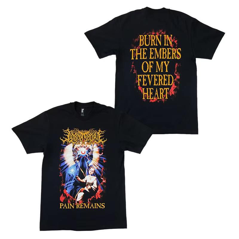 

2025 Лето LORNA SHORE Группа Черный Золотой Темный Рок Принтованная Хлопковая Мужская и Женская Футболка Высокого Качества с Коротким Рукавом 4XL