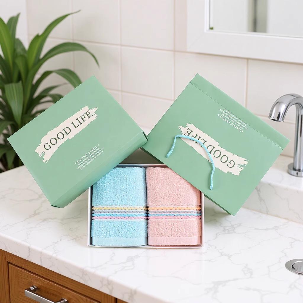 Soft Pure Cotton Face Wash Towel with Custom Embroidery and Gift Packaging