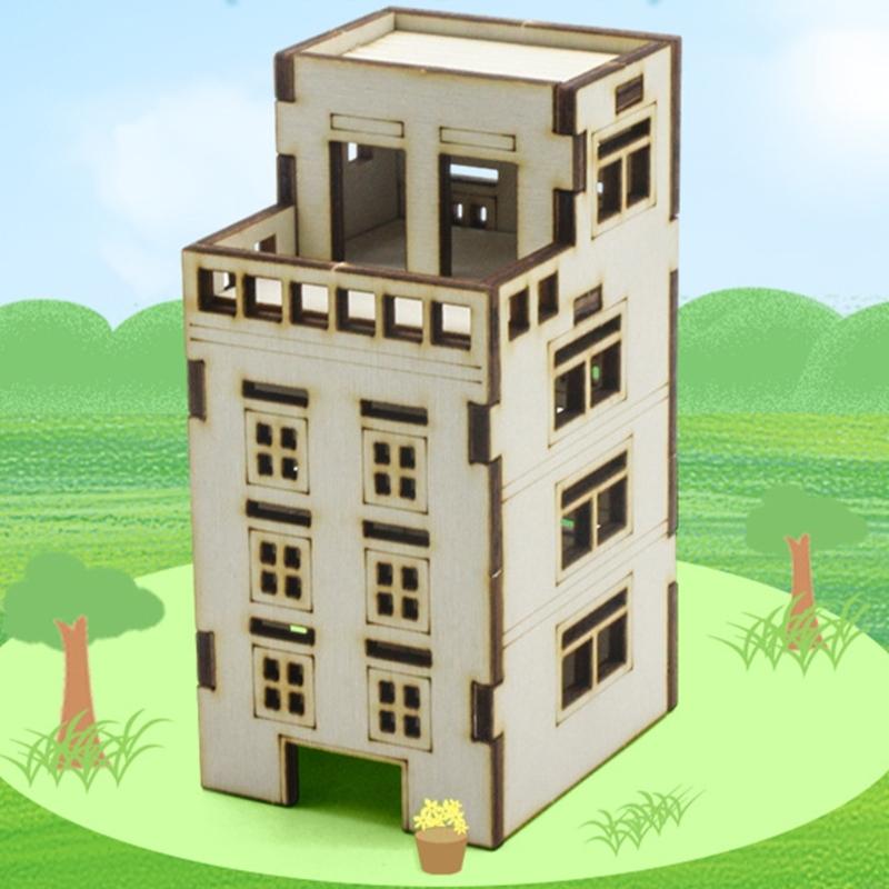 Garden Landscape Ornament Assembling Model Wooden Apartment Outland Model HX6C