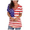 Independence Day Women's Casual V-Neck Loose Short Sleeve T-Shirt Blouse  Tops