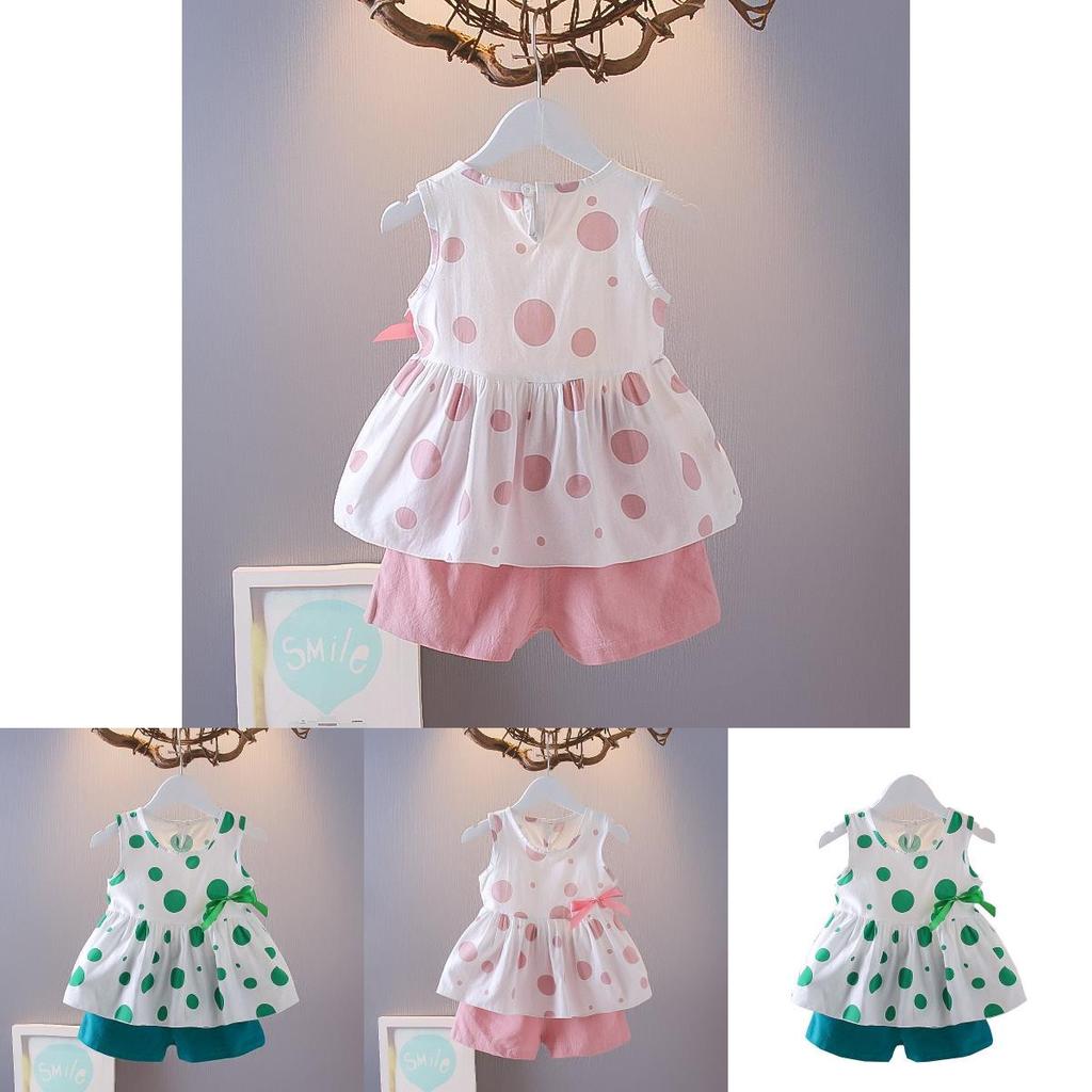 Bezauberndes zweiteiliges Sommerkleid-Set für kleine Mädchen, weich und leicht für Kleinkindalter eins bis drei